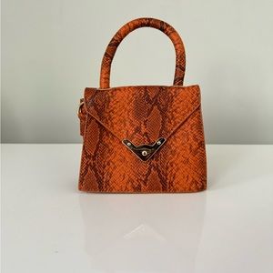 Mini Orange Snake Print Crossbody Bag